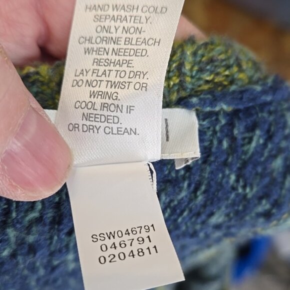 J. Jill Blue and Green Striped Women's Sweater Poncho Abstract One Size - Picture 11 of 11